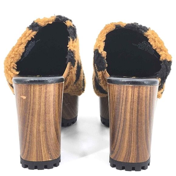 Jessica Simpson Tollia Clog  Mules Faux Shearling Leopard Print Women's Size 6 - Picture 7 of 10